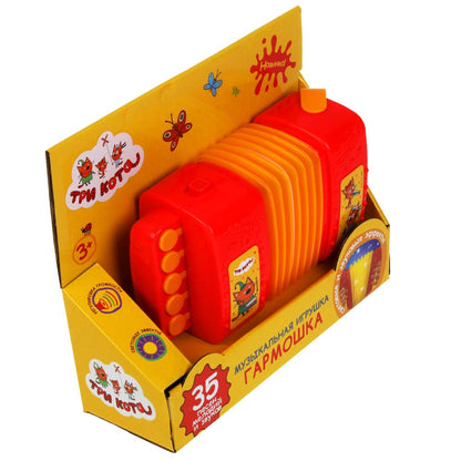 Музыкальная игрушка гармошка Три Кота 35 песен,мелодий,звуков.свет.кор.бат. Умка в кор.48шт