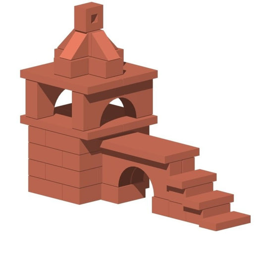 КОНСТРУКТОР "БАШНЯ С МОСТОМ " ИЗ НАСТОЯЩИХ КИРПИЧИКОВ (48ДЕТАЛЕЙ) в кор.12шт