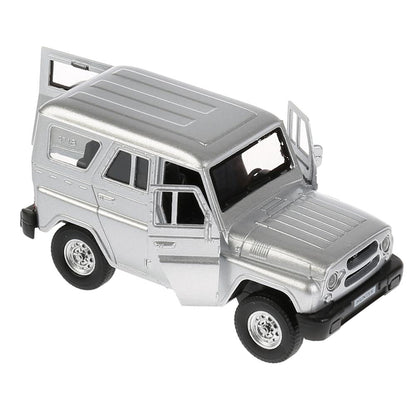 ТМ Технопарк. Машина металл "UAZ HUNTER" 12см, открыв. двери, инерц., СЕРЕБРИСТЫЙ в кор в кор.2*36шт