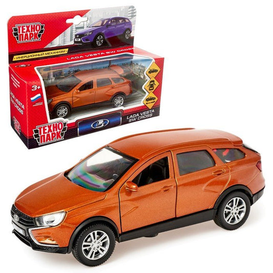 Машина металл LADA VESTA SW CROSS 12см, открыв. двери, инерц, золотые. в кор. Технопарк в кор.2*36шт