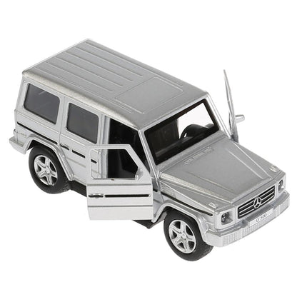 ТМ Технопарк. Машина металл "MERCEDES-BENZ G-CLASS" 12см, открыв. двери, инерц, СЕРЕБР. в кор.2*36шт