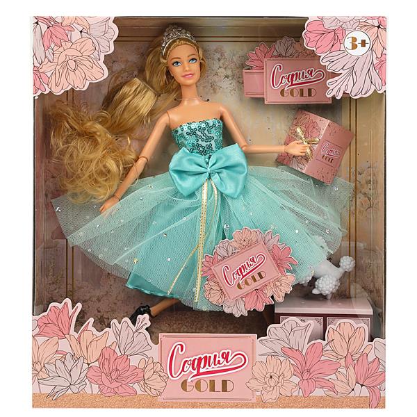 Кукла 29 см София, руки и ноги сгиб, gold, акс, кор КАРАПУЗ в кор.2*24шт