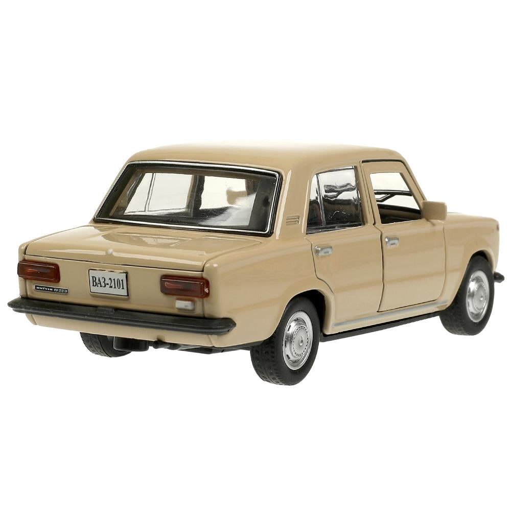 2101-12-BG Машина металл ваз-2101 длина 12 см, двери, багажник, инерц, бежевый, кор. Технопарк в кор.2