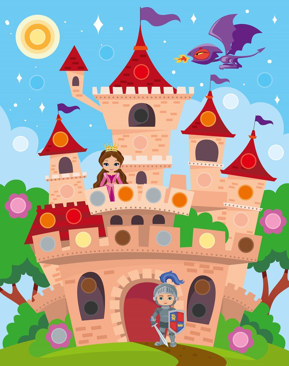 Аппликация из пуговиц "Сказочный замок" размер 158х200 (конверт)