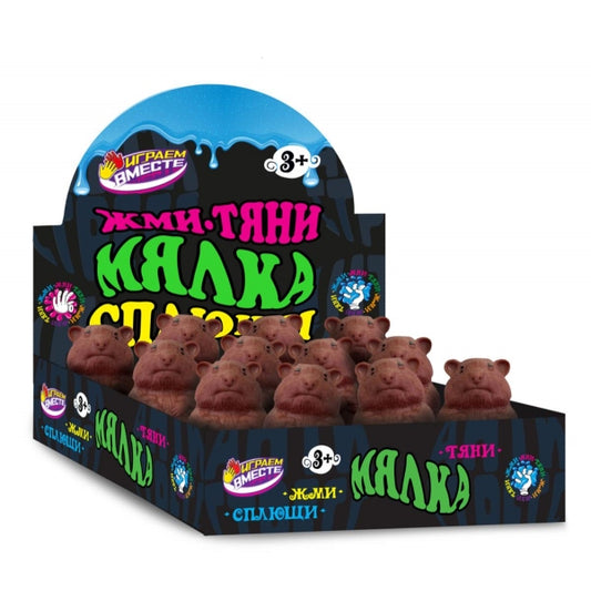 Супер Жим. Игрушка мялка "Бобер" 6см, светодиод уп-12шт в кор.12уп. арт.C53656-RU