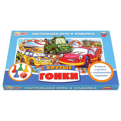 НАСТОЛЬНАЯ ИГРА-ХОДИЛКА "УМНЫЕ ИГРЫ" КРУТЫЕ ГОНКИ В КОР. dans le cor.20шт