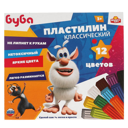 Пластилин классический БУБА 12 цв (180 г) MultiArt в кор.16шт