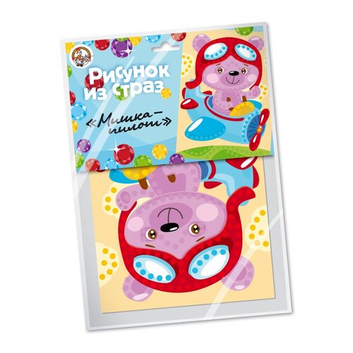 Набор для творчества. Рисунок из страза "Мишка-пилот"