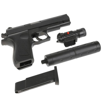 Пистолет (п) с глушителем, с фонариком, с пульками К2119 в упаковке. в кор.2*72шт