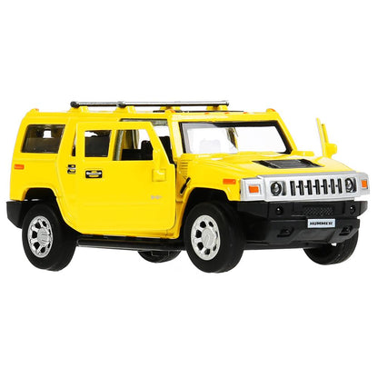 HUM2-12-YE299813 Машина металл HUMMER H2 длина 12 см, двери, багаж, инерц, желтый, кор. Технопарк в