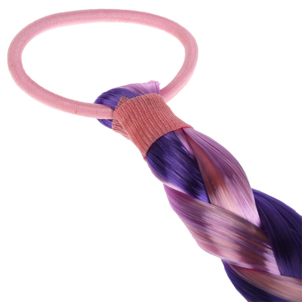 Аксесс д/девочек СКАЗОЧНЫЙ ПАТРУЛЬ резинка с косой (розовый/фиолетовый) МИЛАЯ ЛЕДИ уп-10шт в kor50up