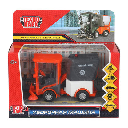 Машина металл УБОРОЧНАЯ МАШИНА 11 см, двери, багаж, оранжевый, кор. Технопарк в кор.2*60шт