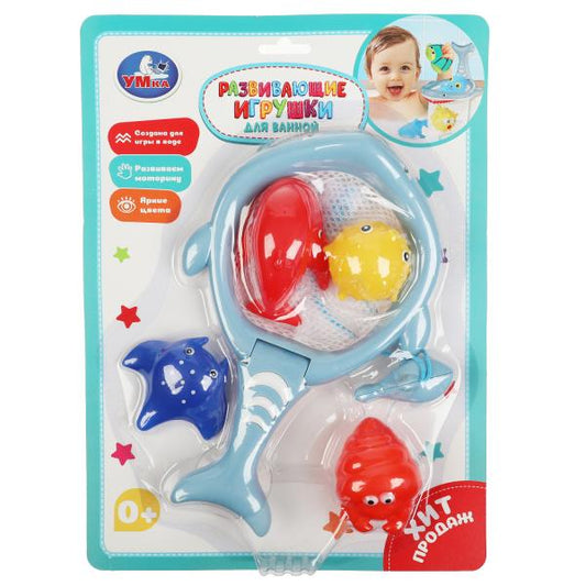 Развивающие игрушки для маленьких рыбок + сачок Умка в кор.2*36шт