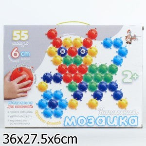 Мозаика напольная с крупными фишками. 55 элементов. (d 60 мм) арт.01536.