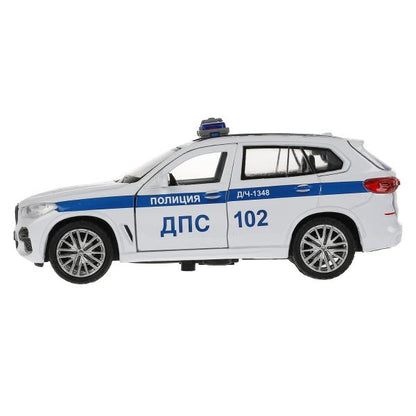 Машина металл BMW X5 M-SPORT ПОЛИЦИЯ 12 см, двери, баг, в кор. Технопарк в кор.2*36шт