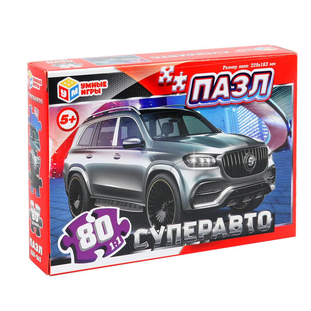 Суперавто. Пазлы в коробке 80 деталей. 130х90х25 мм. Умные игры. в уп.16шт в кор.8уп