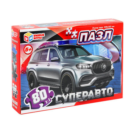 Суперавто. Пазлы в коробке 80 деталей. 130х90х25 мм. Умные игры. в уп.16шт в кор.8уп
