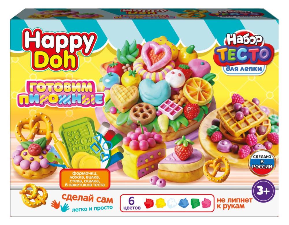 Набор для лепки с формочками готовим пирожные, 24 см HAPPY DOH