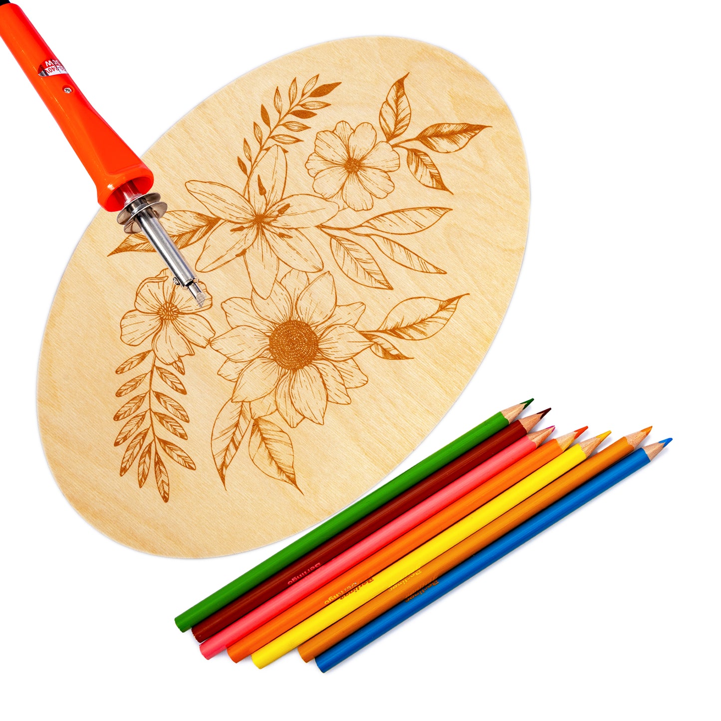 Выжигание. Дощечка для выжигания "Цветы" (овал, конверт А4)