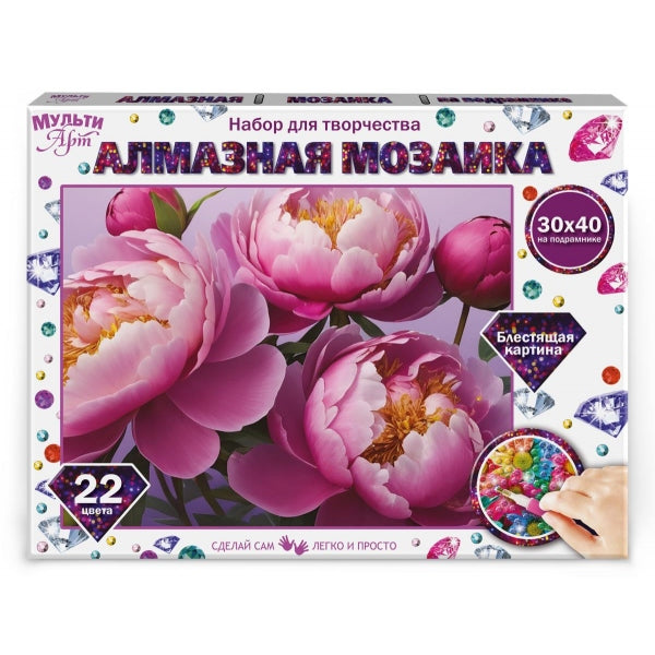 Алмазная мозаика 30*40 пионы MultiArt в кор.20шт
