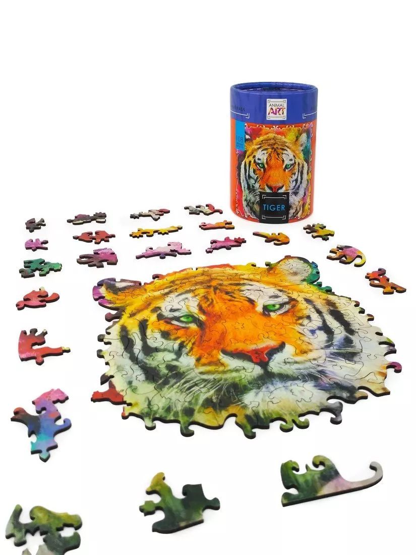 Фигурный деревянный пазл "ANIMAL ART" Тигр 108 дет. арт.8389 (мрц 690 руб.) /24