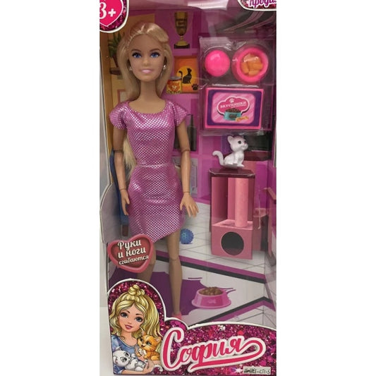 Кукла 29см София, руки и ноги сгиб., питомец, акс, кор КАРАПУЗ в кор.24шт