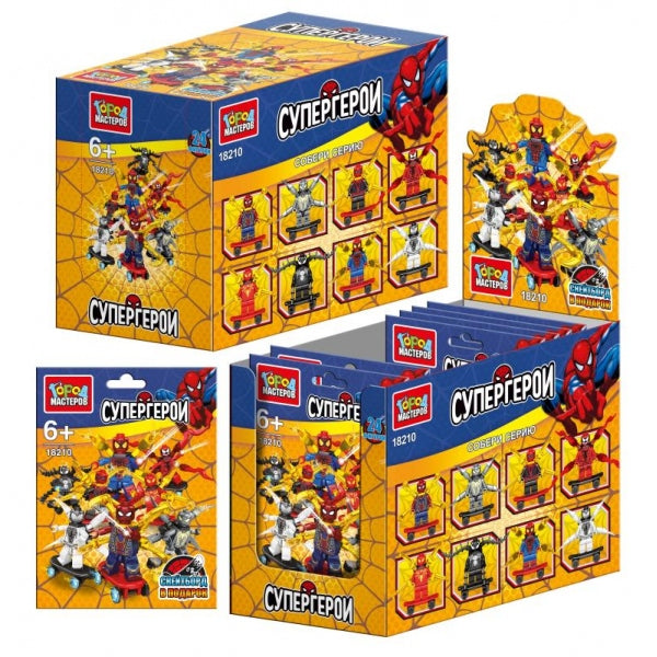 Конструктор фигурки спайдермен на скейте в пакетах. дисплей Город мастеров уп-24шт в кор.2*20уп