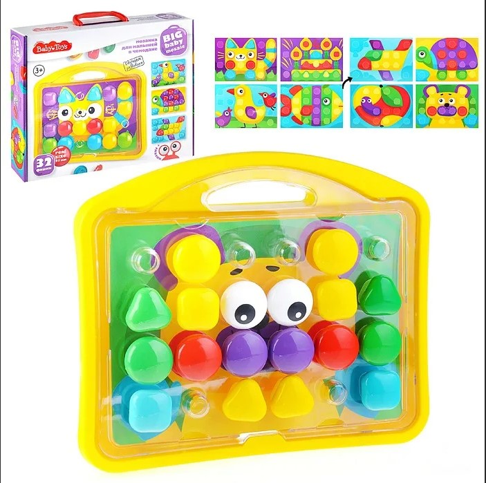 Мозаика для малышей в чемодане "Котик" d4,5/32 эл Baby Toys в кор.8шт