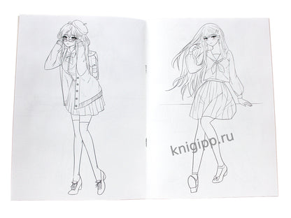 РАСКРАСКА Мода Аниме. Школьный стиль
