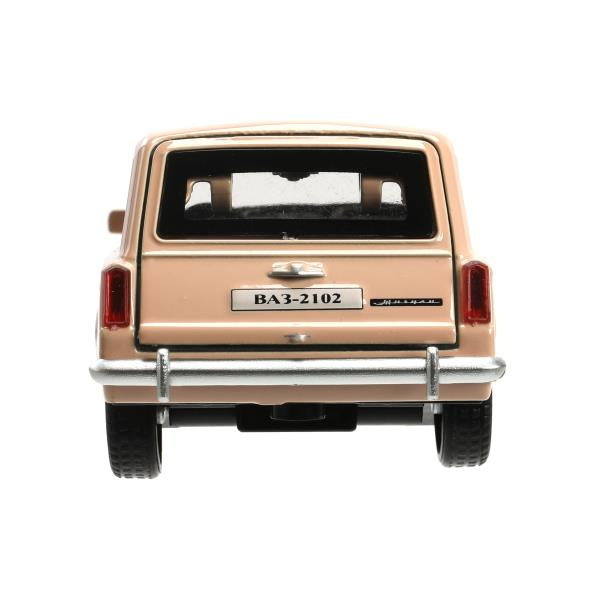 Машина металл ваз-2102 12 см, двери, багажник, инер,бежевый, кор. Технопарк в кор.2*36шт