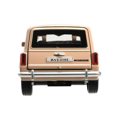 Машина металл ваз-2102 12 см, двери, багажник, инер,бежевый, кор. Технопарк в кор.2*36шт