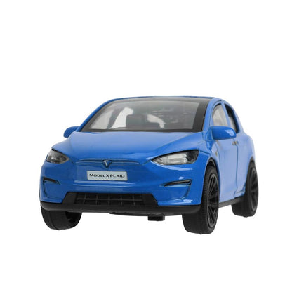 Машина металл tesla model x plaid 12 см, двери, синий, кор. Технопарк в кор.2*36шт