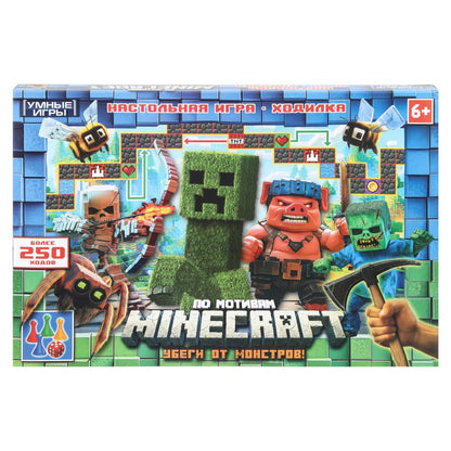 Pour motiver Minecraft. Настольная игра-ходилка. 217х330х27 mm. Умные игры в кор.20шт