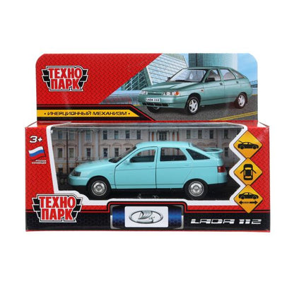 Машина металл ваз-2112 12 см, двери, багажник, светло-синий, кор. Технопарк в кор.2*36шт