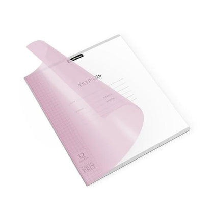 Тетрадь ШУ с пласт. обл. на скобе ErichKrause Клас. CoverPrо Pastel, розовый, А5+, 12 л 56342
