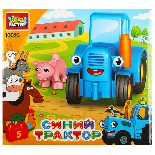 Город мастеров. Конструктор арт.10023-R "Синий трактор: Серия больших кубиков" с хрюшкой, 5 дет.