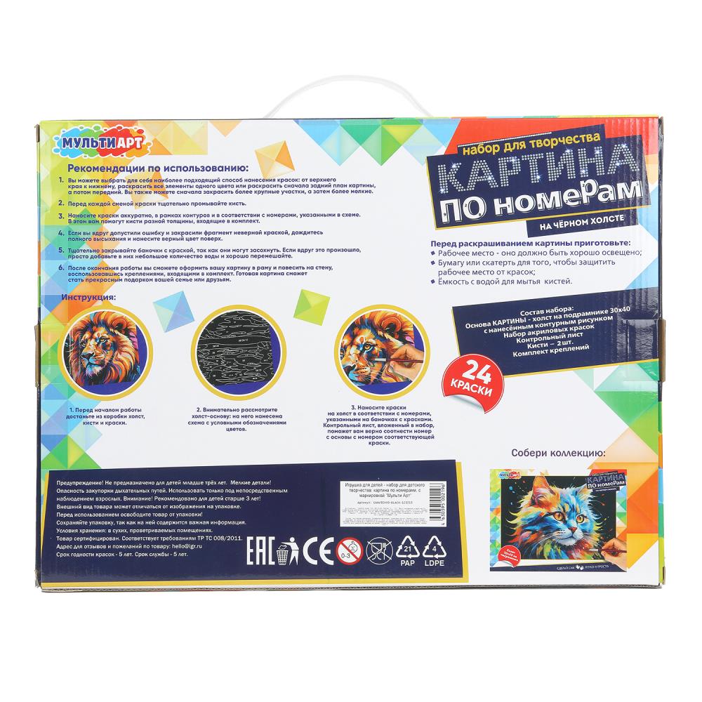 Холст на подрамнике черный холст по номерам 30*40 см МУЛЬТИ АРТ в кор.24шт