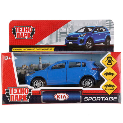 SPORTAGE-BU 273046 Машина металл "KIA SPORTAGE" 12см, открыв. двери, инерц., синий в кор. Технопар