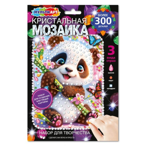 Аппликация кристальная мозаика в конверте 17*23 панда МУЛЬТИ АРТ