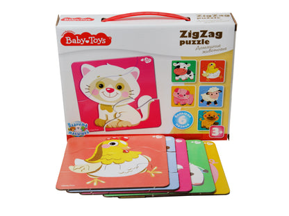 Макси пазл. Детские игрушки. ЗИГЗАГ 18 элементов. Домашние животные