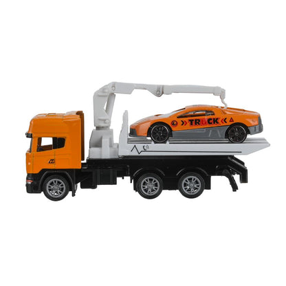 Машина металл ЭВАКУАТОР эвакуатор 12см с машинкой 7см, инерционный подвижный КРАН Технопарк в кор.2*144шт