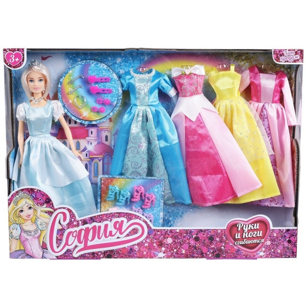 Кукла 29 см, руки и ноги сгиб., набор платья, акс, кор КАРАПУЗ в кор.12шт