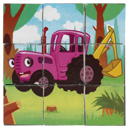 Набор из 9-и кубиков в пленке СИНИЙ ТРАКТОР настольные игры ИГРАЕМ ВМЕСТЕ в кор.30наб