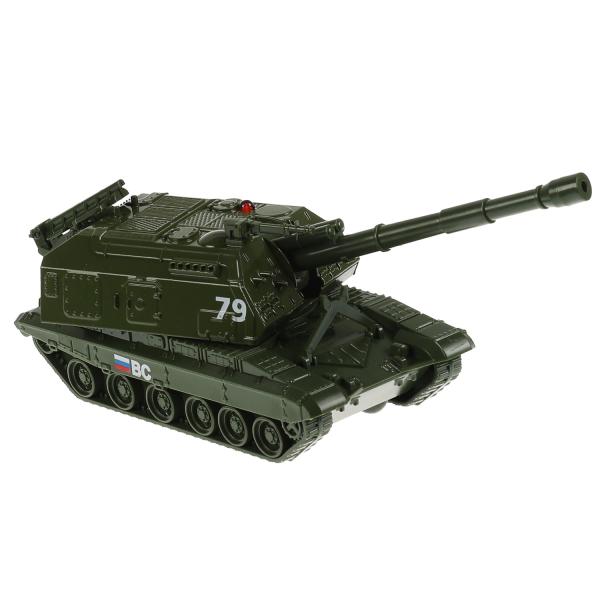 MSTA-12-GN328809 Модель металл МСТА-ГАУБИЦА 12 см, вращается башня, инерция, зелен, кор. Технопарк в