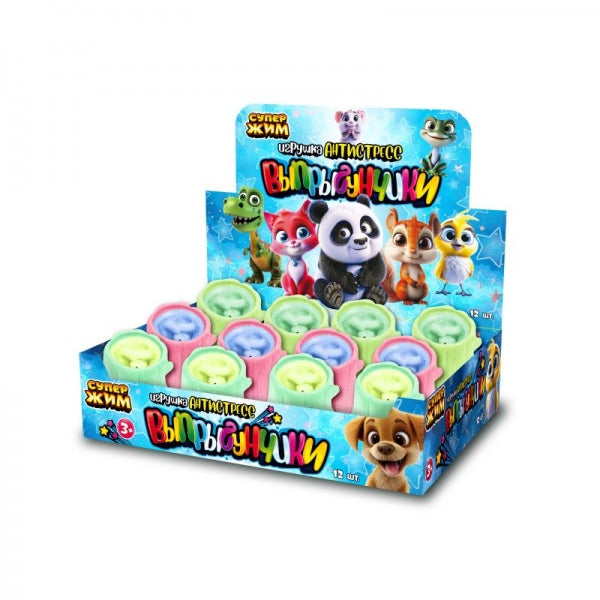 Игрушка мялка, выпрыгунчик, сова 6см, дисплей Супер Жим уп-12шт в кор.12уп