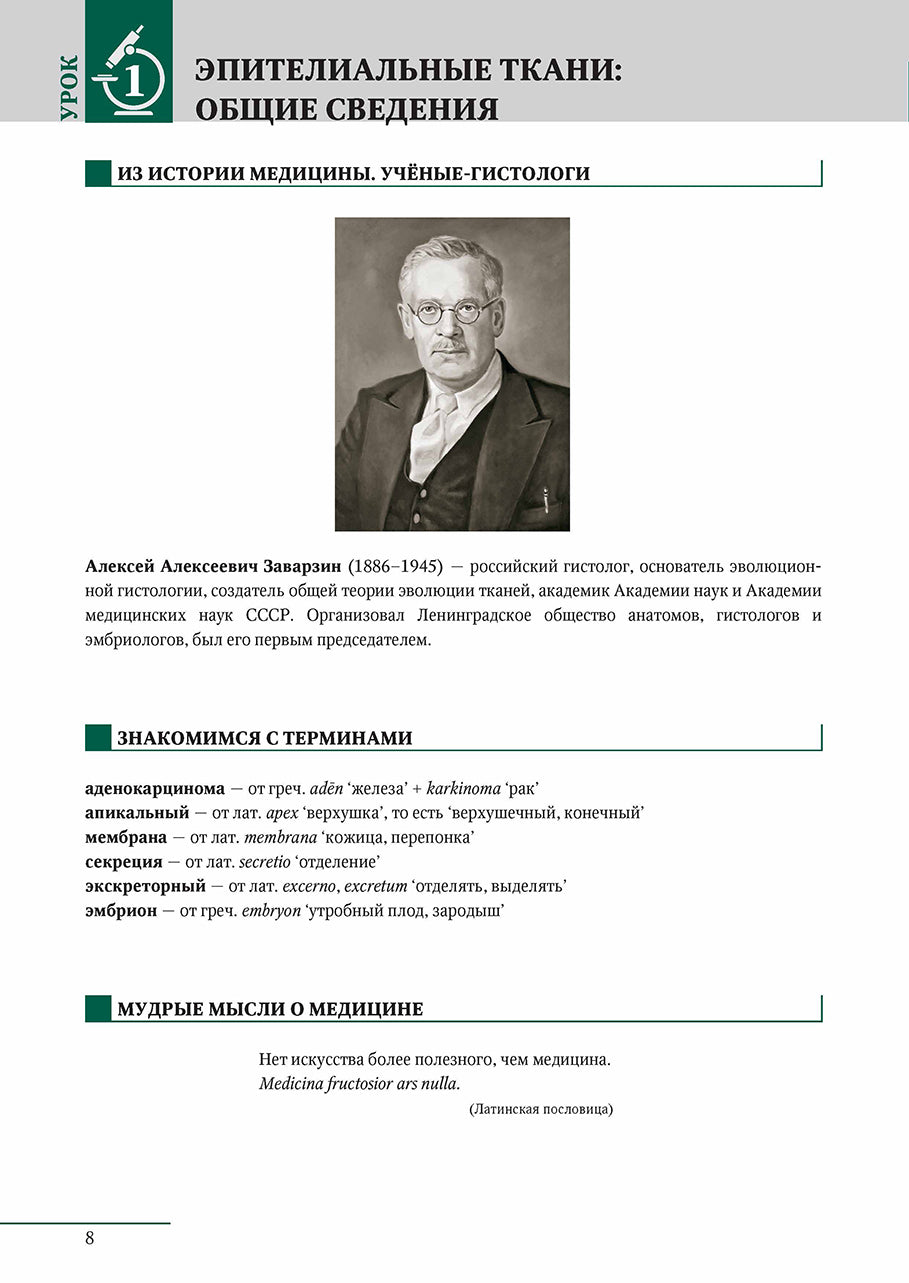 Язык специальности на уроке русского языка. Гистология.