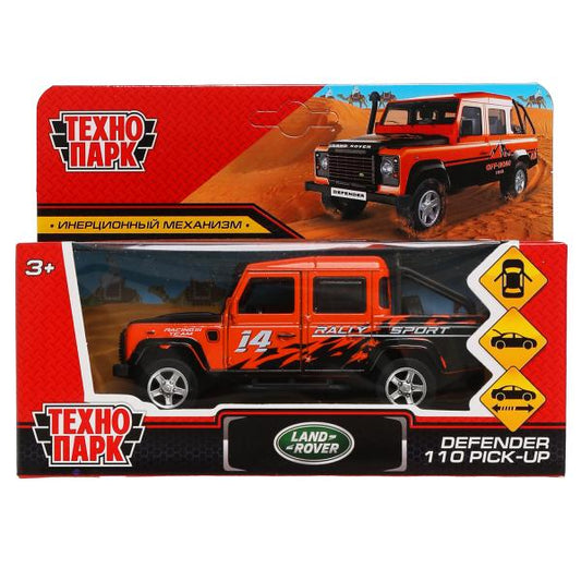 Машина металл LAND ROVER DEFENDER PICKUP САФАРИ 12 см, двери, багажник, кор. Технопарк в кор.2*36шт