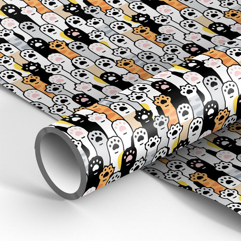 Упаковочная бумага, глянцевая 70*100см, MESHU "Cute paws", 90г/м2
