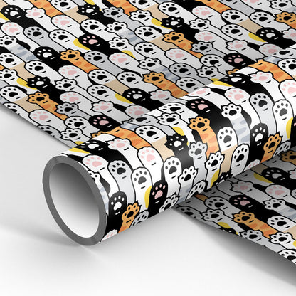 Упаковочная бумага, глянцевая 70*100см, MESHU "Cute paws", 90г/м2