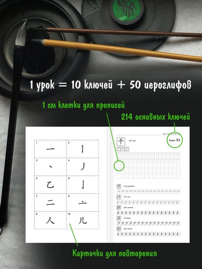 Учимся писать китайские иероглифы: Основные черты и 214 ключей: Прописи с рисунками: В 2 ч. Ч. 1. 2-е изд., испр